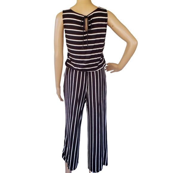 ZENANA Womens S One Piece Romper Jumpsuit Sleeveless Stretch Knit Striped Pocket - Picture 3 of 9